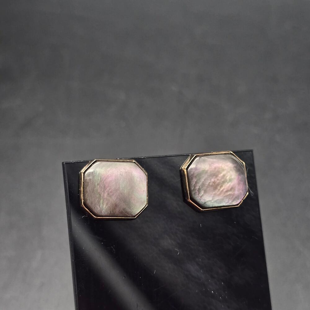 Swank Abalone Shell Cufflinks Shirt Studs Set Vintage - Picture 11 of 12